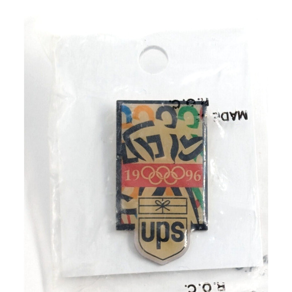 UPS United Parcel Service 1996 Olympic Rings Abstract Athletes Runner Pin VTG - Picture 2 of 5